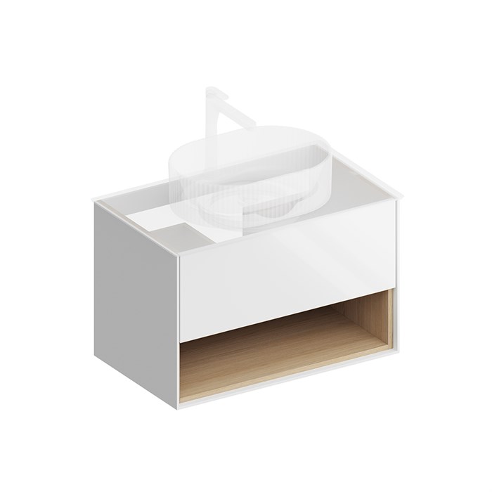 PLB.M.80.1/WHT.V Тумба PLAZA Modern подвесная 80, 1 ящик + полка, белая глянцевая - фото 83561