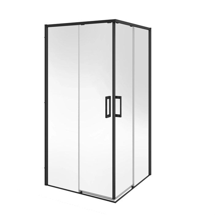 LN.100.SSD.BLK.M Душевой уголок Lindo/Линдо, раздвижной с функцией плавного открывания и закрывания, квадратный, 100х100х195, матовый черный - фото 88800