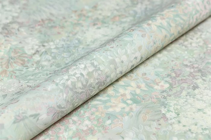 KM7509 Обои виниловые Апрель мотив-2, зеленый 1,06х10 (1, Т G) прямая стыковка - фото 90312