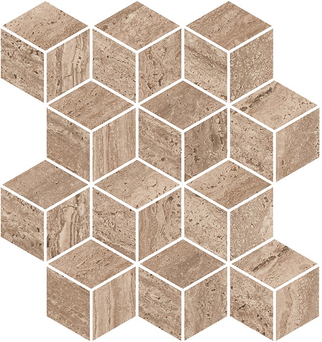 KMD2MSM018BR Декор Про Травертин мозаичный коричневый светлый матовый обрезной 34,5x37x0,9 - фото 91216