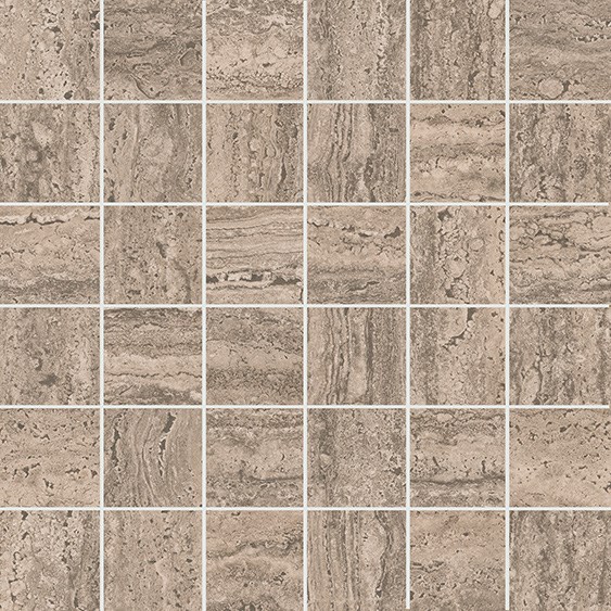KMD2MSA010GR Декор Про Травертин мозаичный бежевый тёмный матовый обрезной 30x30x0,9 - фото 91343