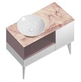 CO.97\MAL Тумба CONO 97 см, ящик, дверца и откр полка с LED, белый мат+мальва - фото 62648
