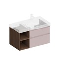 CUB.90.2Rh/MAL.N Тумба CUBO правая подвесная с ящиками 90, мальва матовая- структ.орех - фото 83297