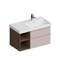 CUB.90.2Rh/MAL.N Тумба CUBO правая подвесная с ящиками 90, мальва матовая- структ.орех - фото 83299