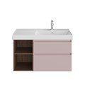 CUB.90.2Rh/MAL.N Тумба CUBO правая подвесная с ящиками 90, мальва матовая- структ.орех - фото 83300