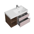 CUB.90.2Rh/MAL.N Тумба CUBO правая подвесная с ящиками 90, мальва матовая- структ.орех - фото 83301