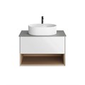 PLB.M.80.1/WHT.V Тумба PLAZA Modern подвесная 80, 1 ящик + полка, белая глянцевая - фото 83563